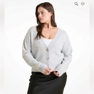 NUUDS Cozy Knit Cardigan Heather Grey Sz S